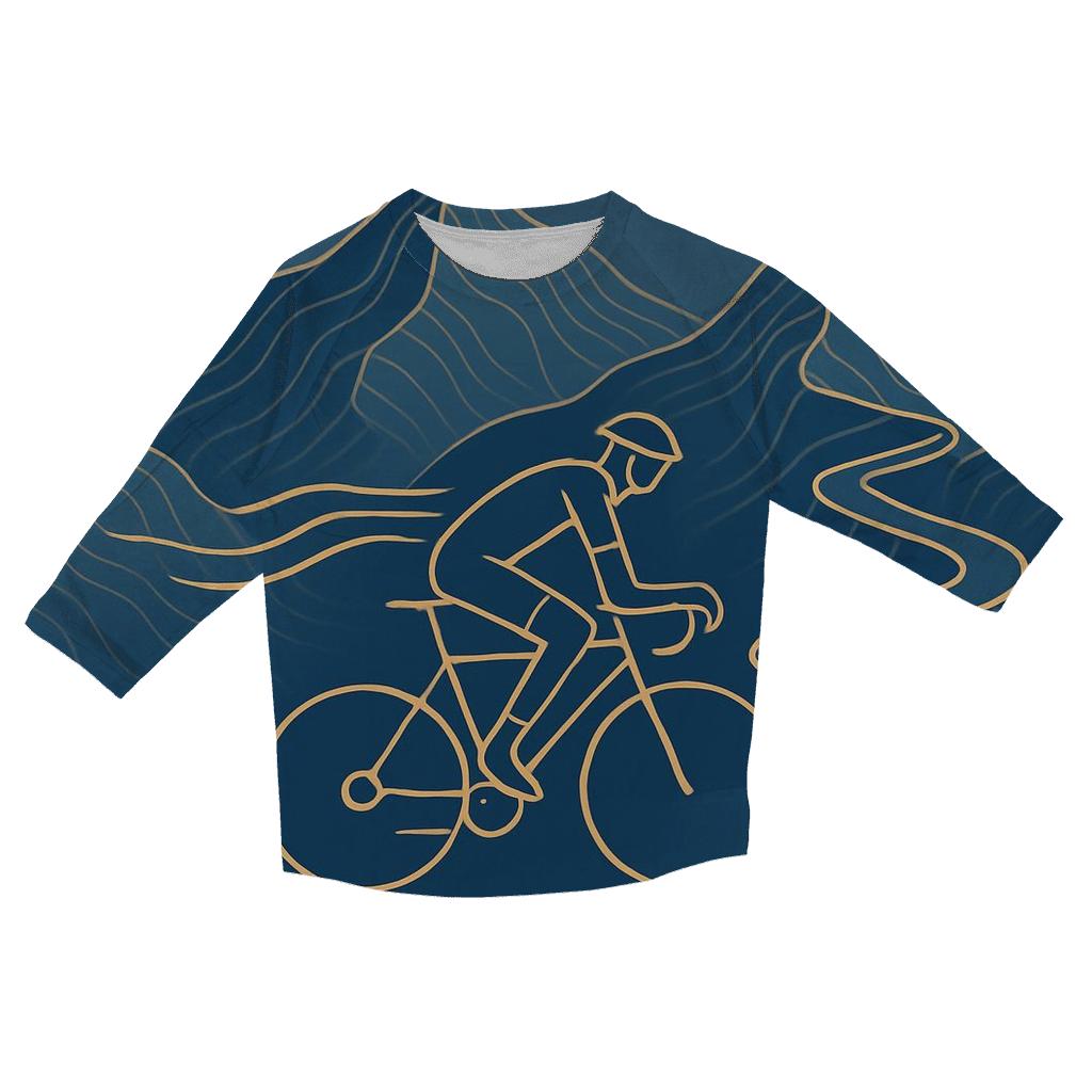 Mountain Linework Cycling Ascent printed three quarter sleeve shirts