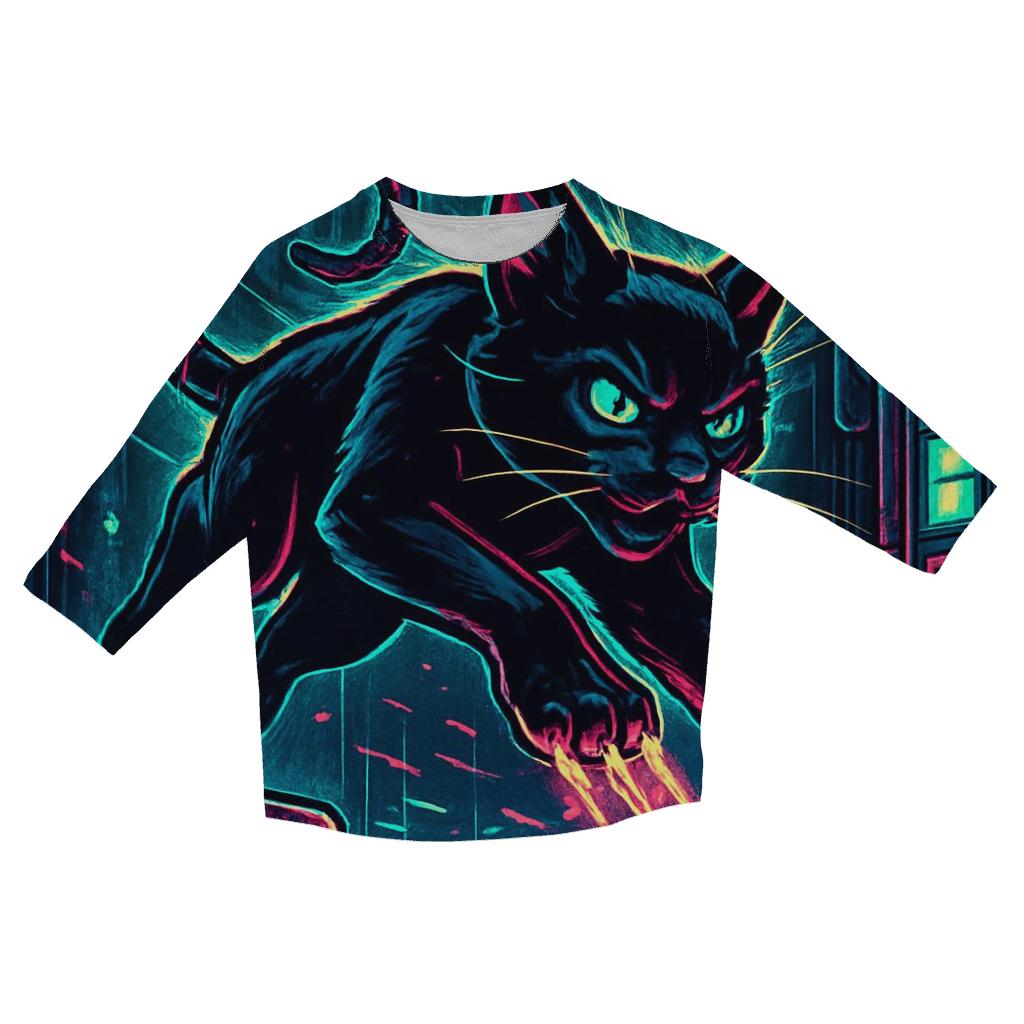 Neon Alley Circuit Cat cotton quarter sleeve shirts