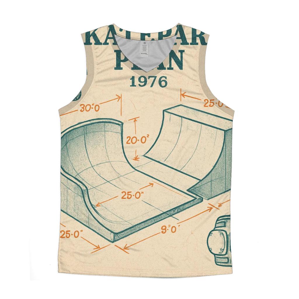 Faded 1976 Skatepark Blueprint Poster casual summer tank tops