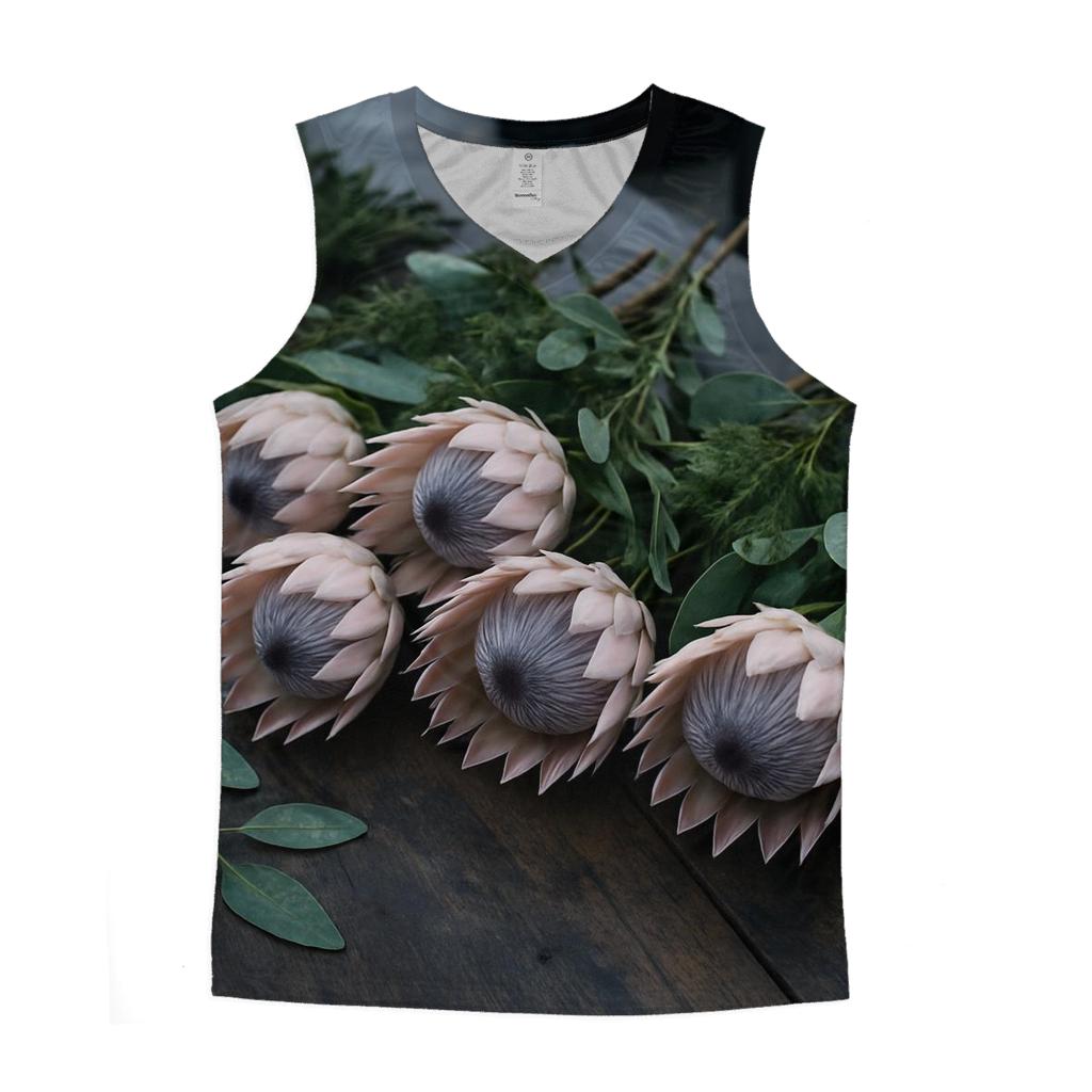 Protea And Fynbos Stem Sorting At A Coastal Flower Market custom tank tops