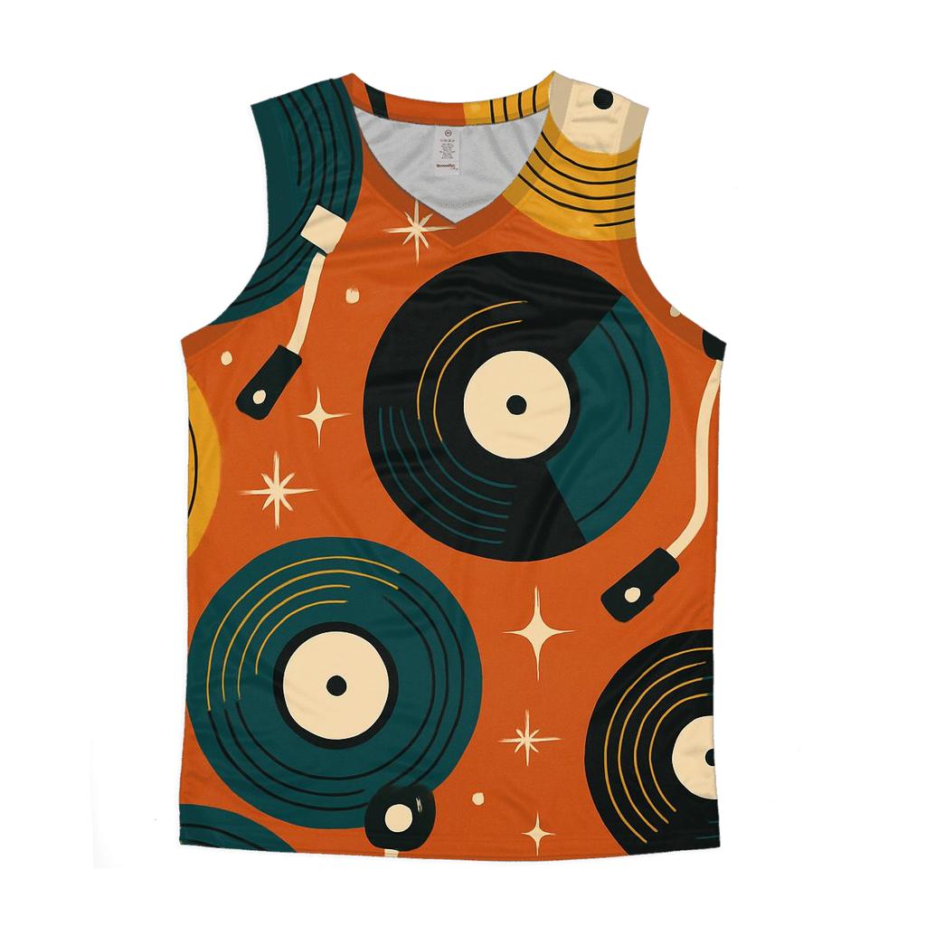 Vinyl Record Carousel Pattern graphic print tank tops