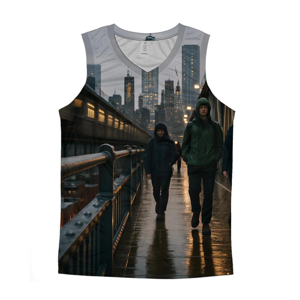 After The Rain From The Manhattan Bridge Walkway graphic print tank tops