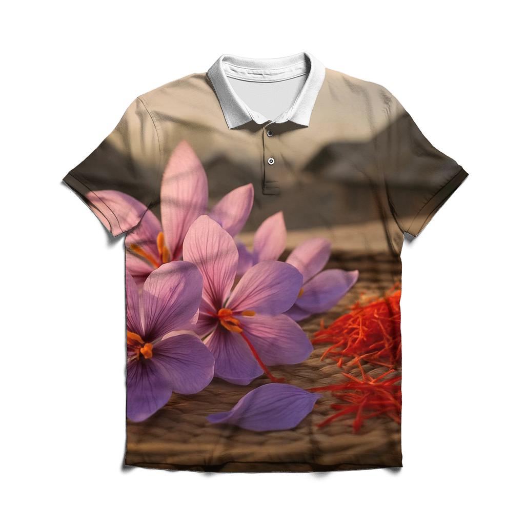 Saffron Crocus Stigmas Drying On A Kashmir Rooftop embroidered polo tops