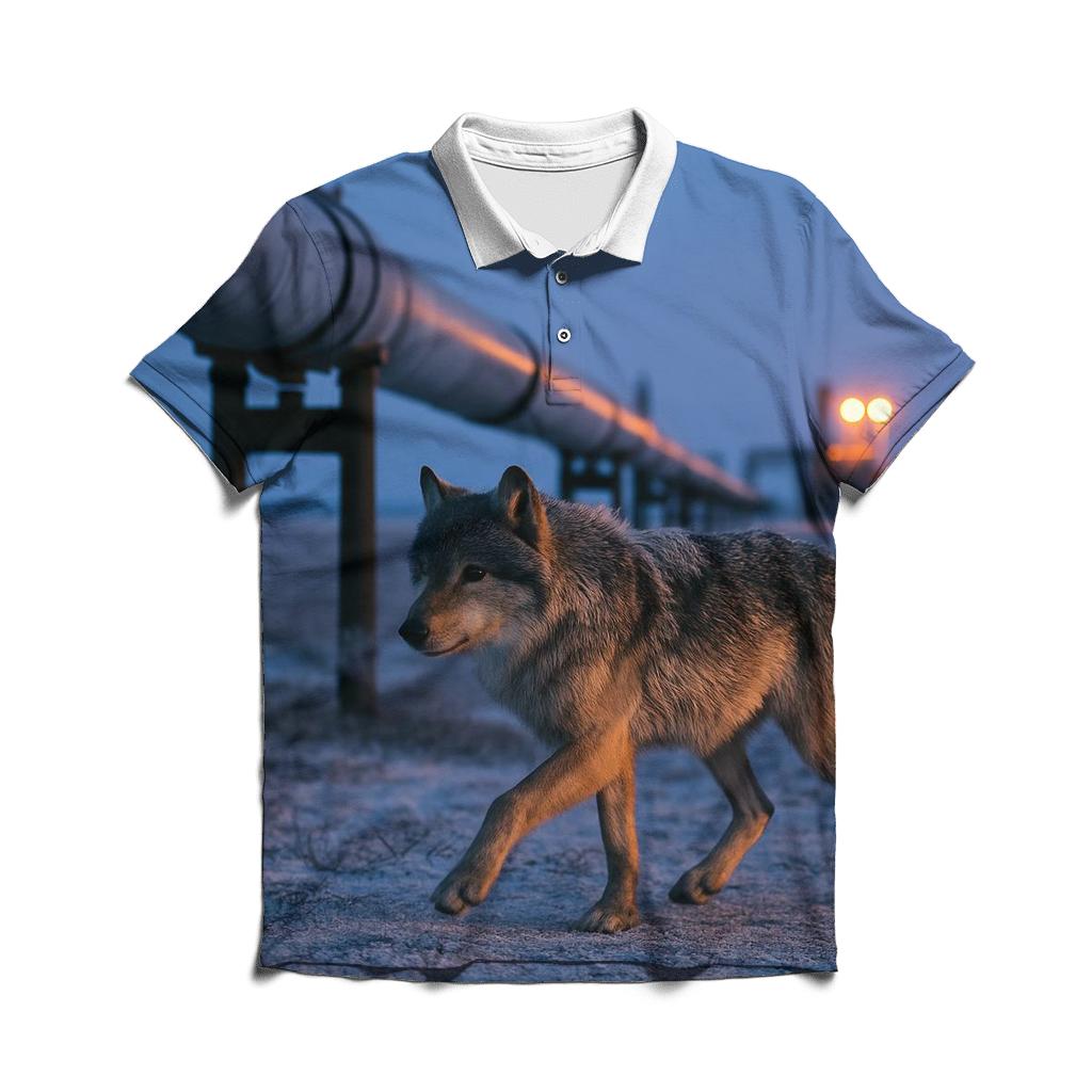 Arctic Pipeline Shadow Wolf branded logo polo shirts