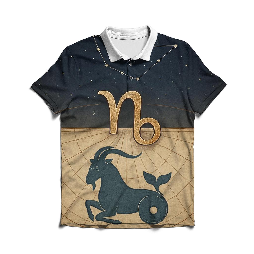 Capricorn Sea Goat Meridian Chart custom polo shirts