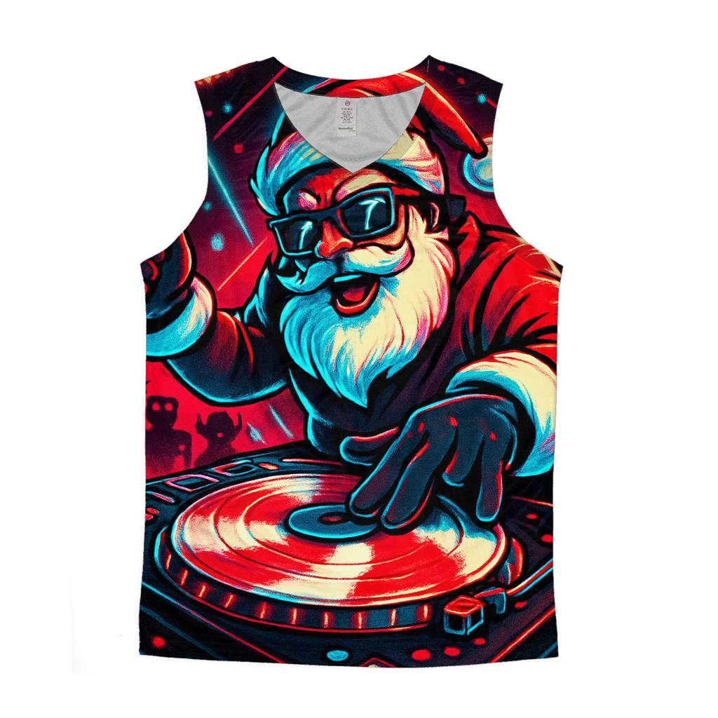 North Pole Vinyl Night Santa designer workout tanks