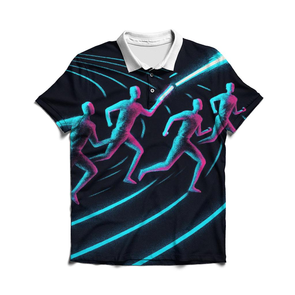 Midnight Sprint Neon Relay embroidered polo tops