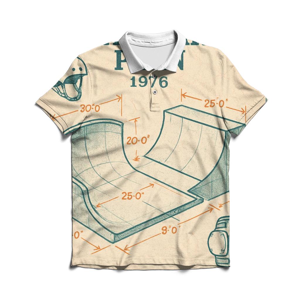 Faded 1976 Skatepark Blueprint Poster designer slim fit polos