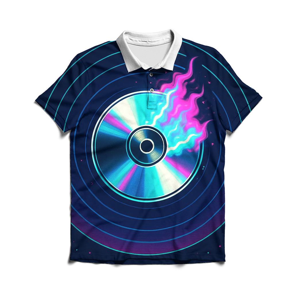Laserdisc Nebula Pop Art branded logo polo shirts