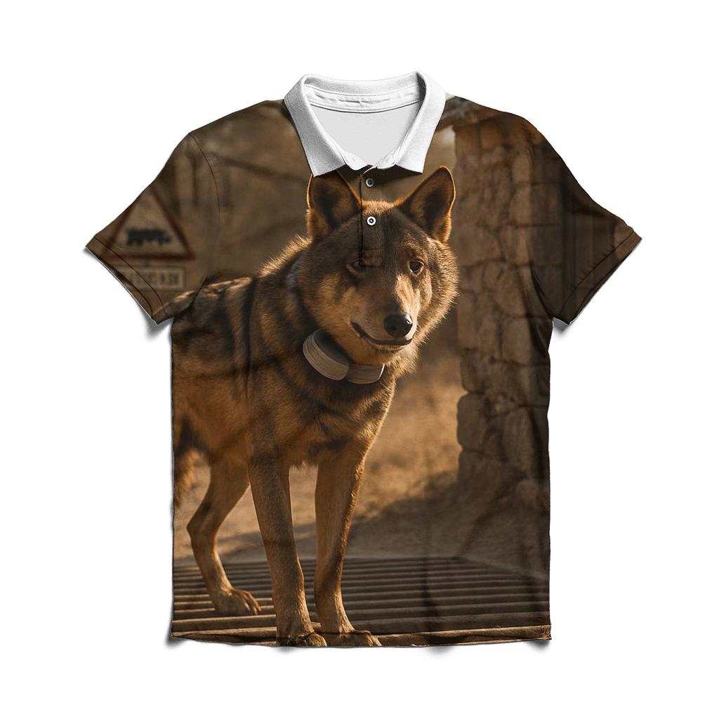 Iberian Wolf Research Collar Checkpoint embroidered polo tops