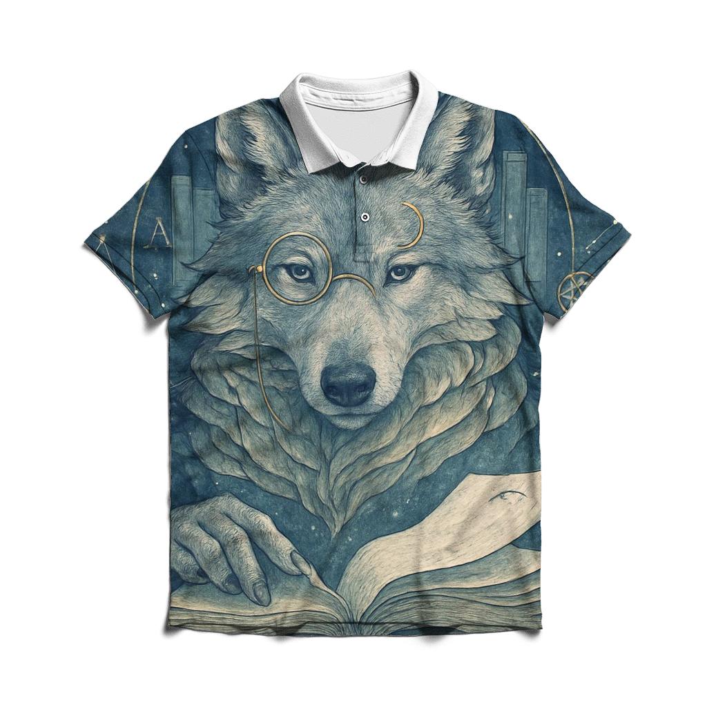 Lunar Archivist Wolf classic pique polos