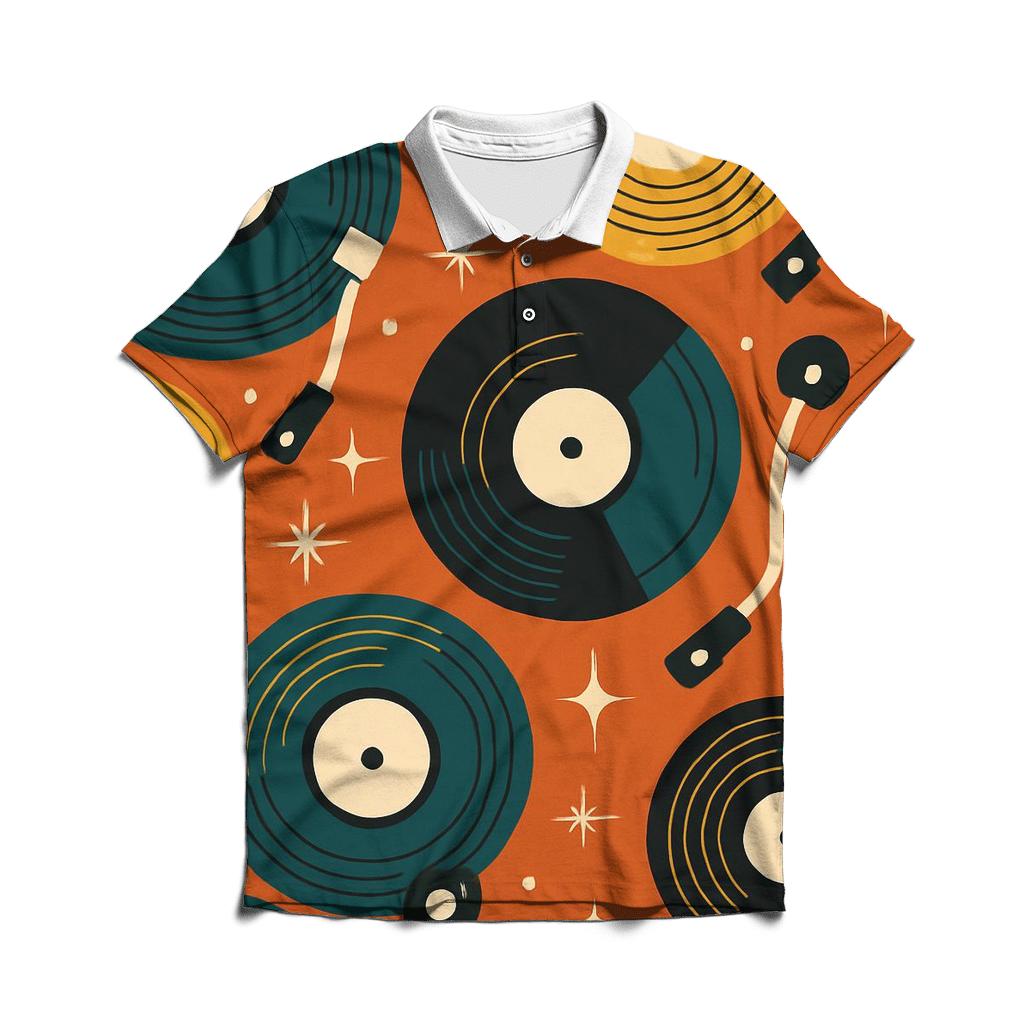 Vinyl Record Carousel Pattern personalized polo shirts