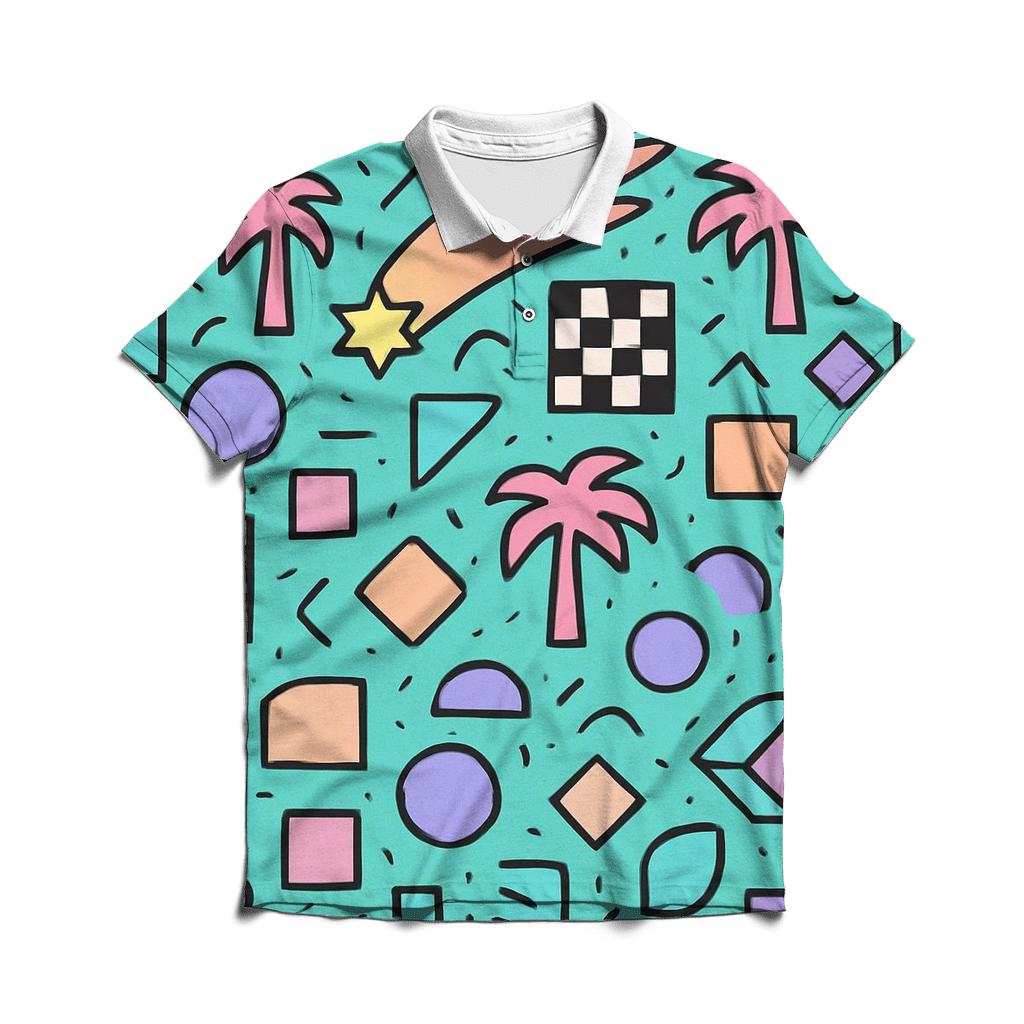 Memphis Comet Mall Pattern designer slim fit polos