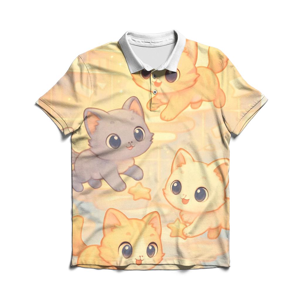 Sunrise Cloud Library Kittens casual sports polo shirts