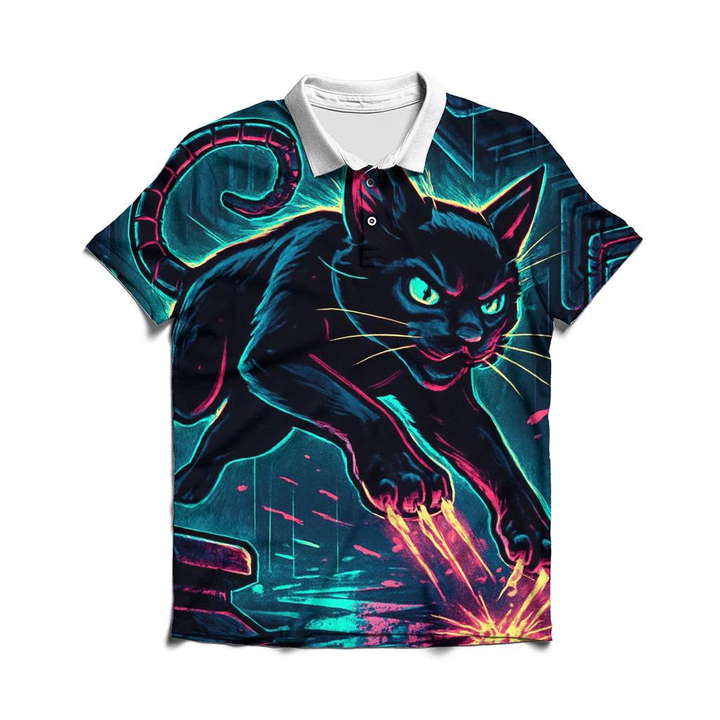 Neon Alley Circuit Cat custom polo shirts