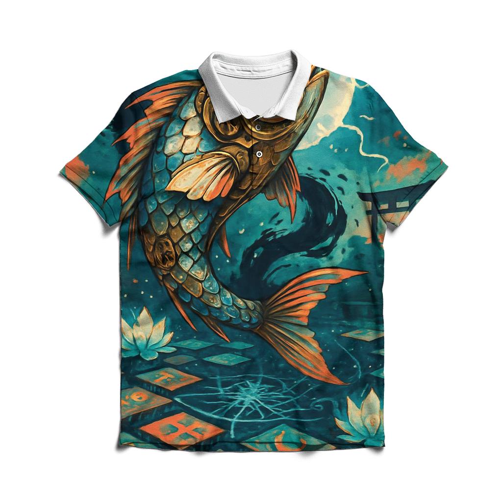 Clockwork Koi Storm Shrine personalized polo shirts