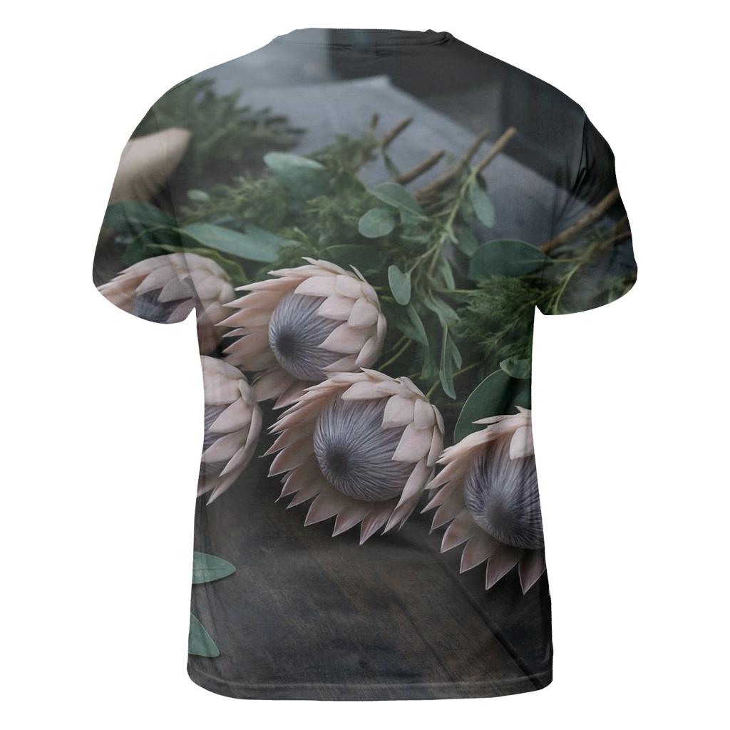 Protea And Fynbos Stem Sorting At A Coastal Flower Market custom all-over print shirts