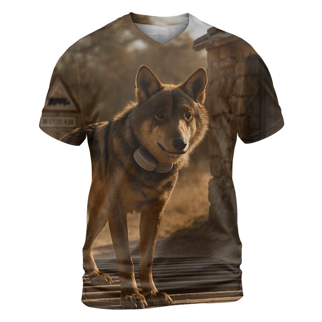 Iberian Wolf Research Collar Checkpoint artistic all-over print tops