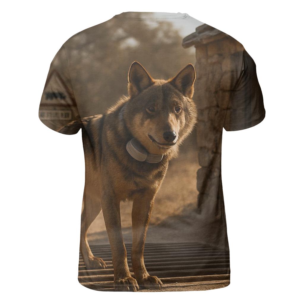 Iberian Wolf Research Collar Checkpoint artistic all-over print tops