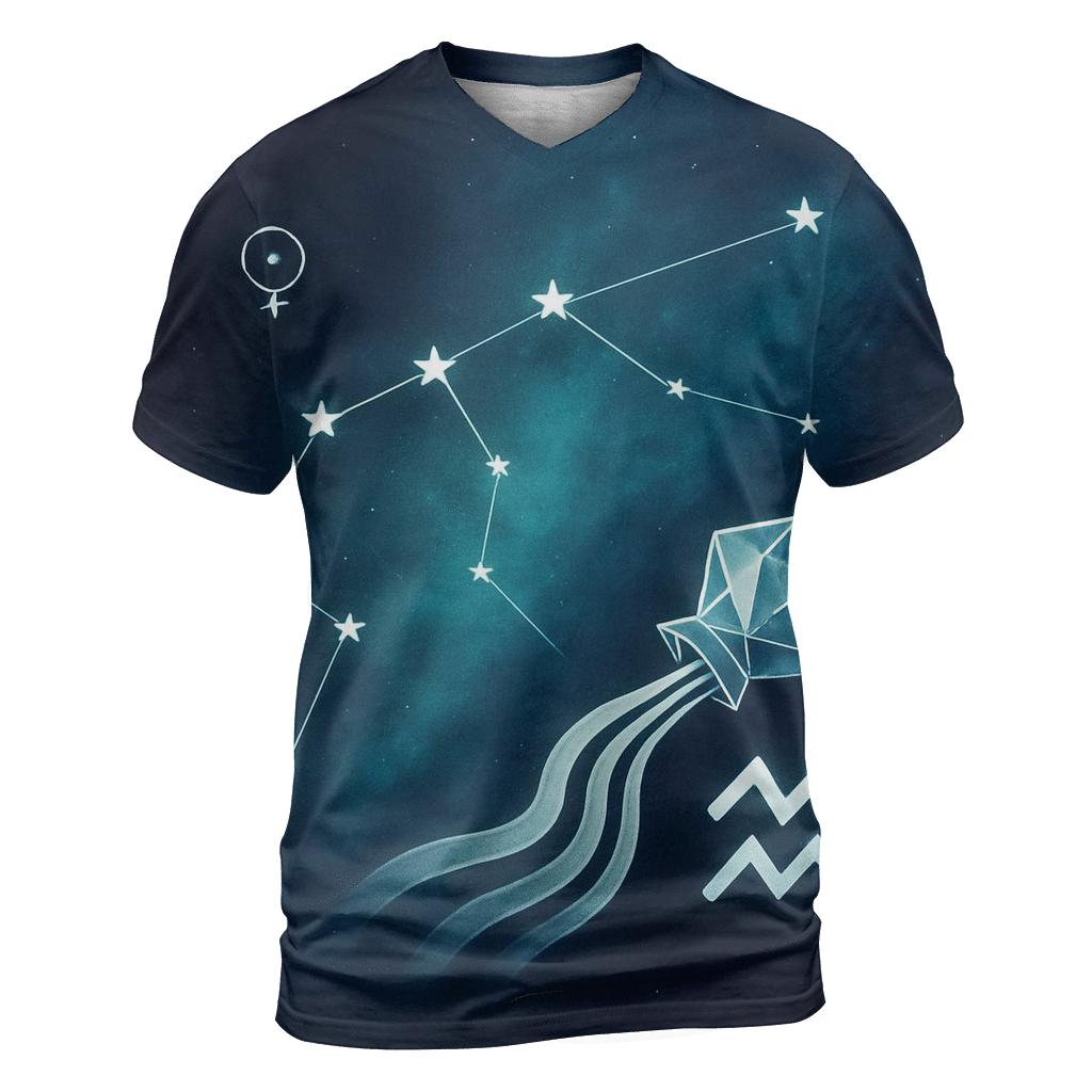 Aquarius Retrograde Water Bearer Sky Map creative print fashion shirts