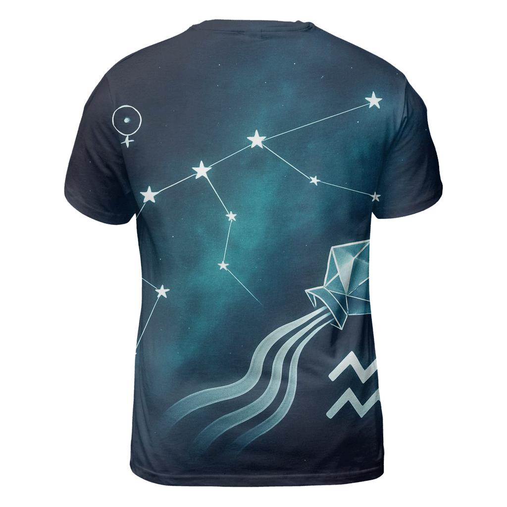 Aquarius Retrograde Water Bearer Sky Map creative print fashion shirts
