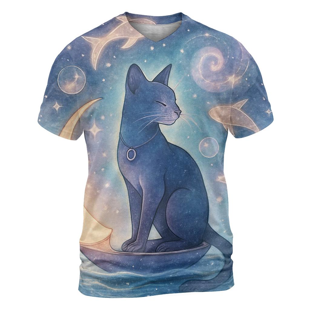 Astral Lantern Cat Voyage trendy printed shirt styles