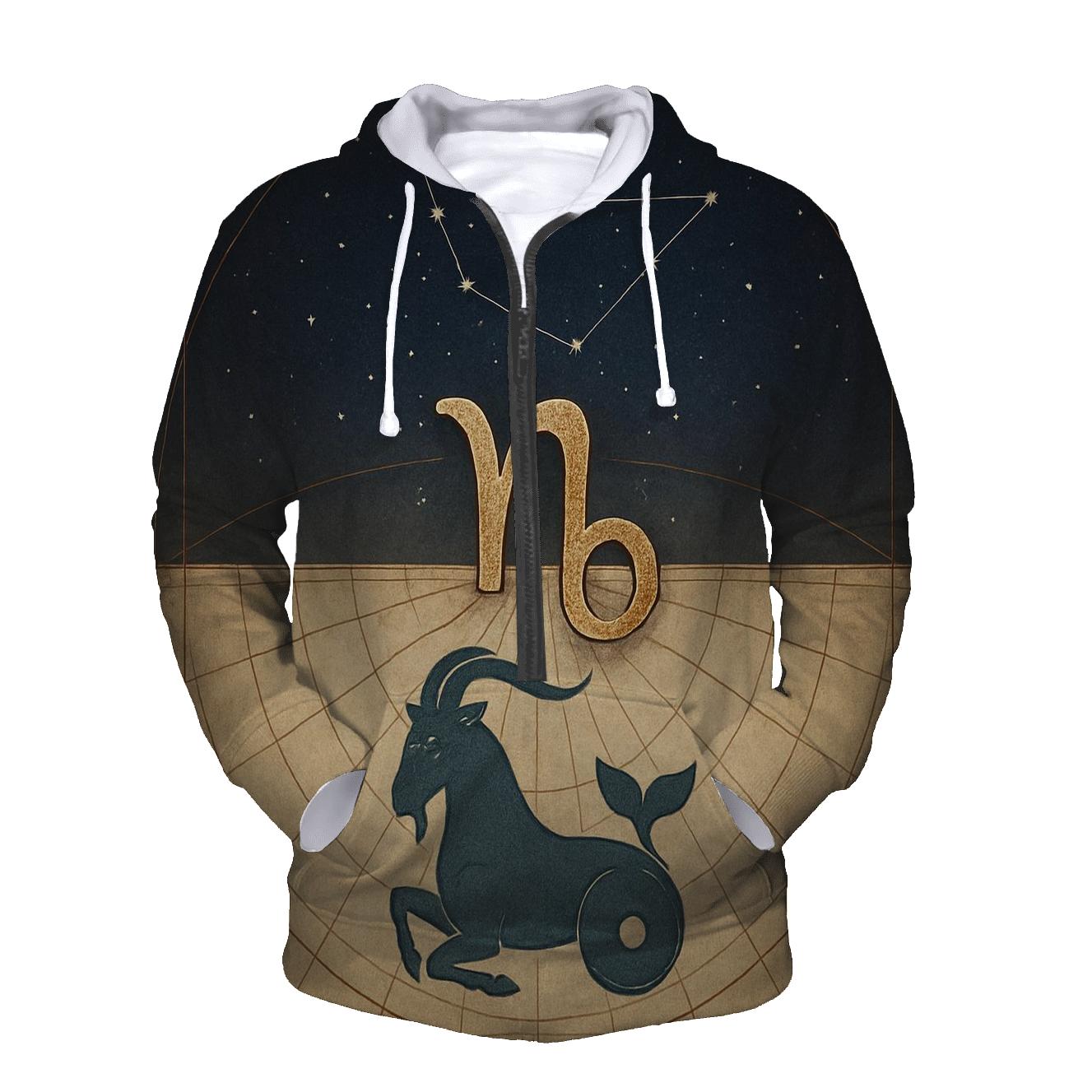 Capricorn Sea Goat Meridian Chart heavyweight hoodies