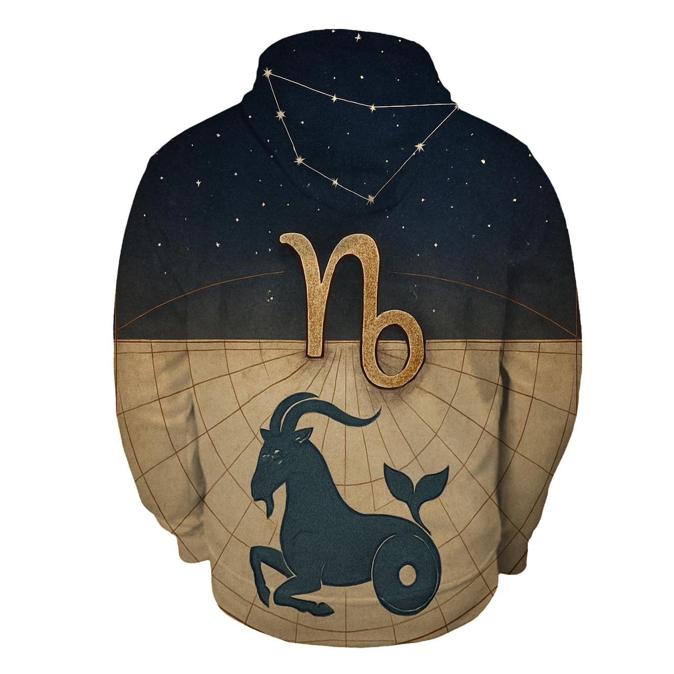 Capricorn Sea Goat Meridian Chart heavyweight hoodies