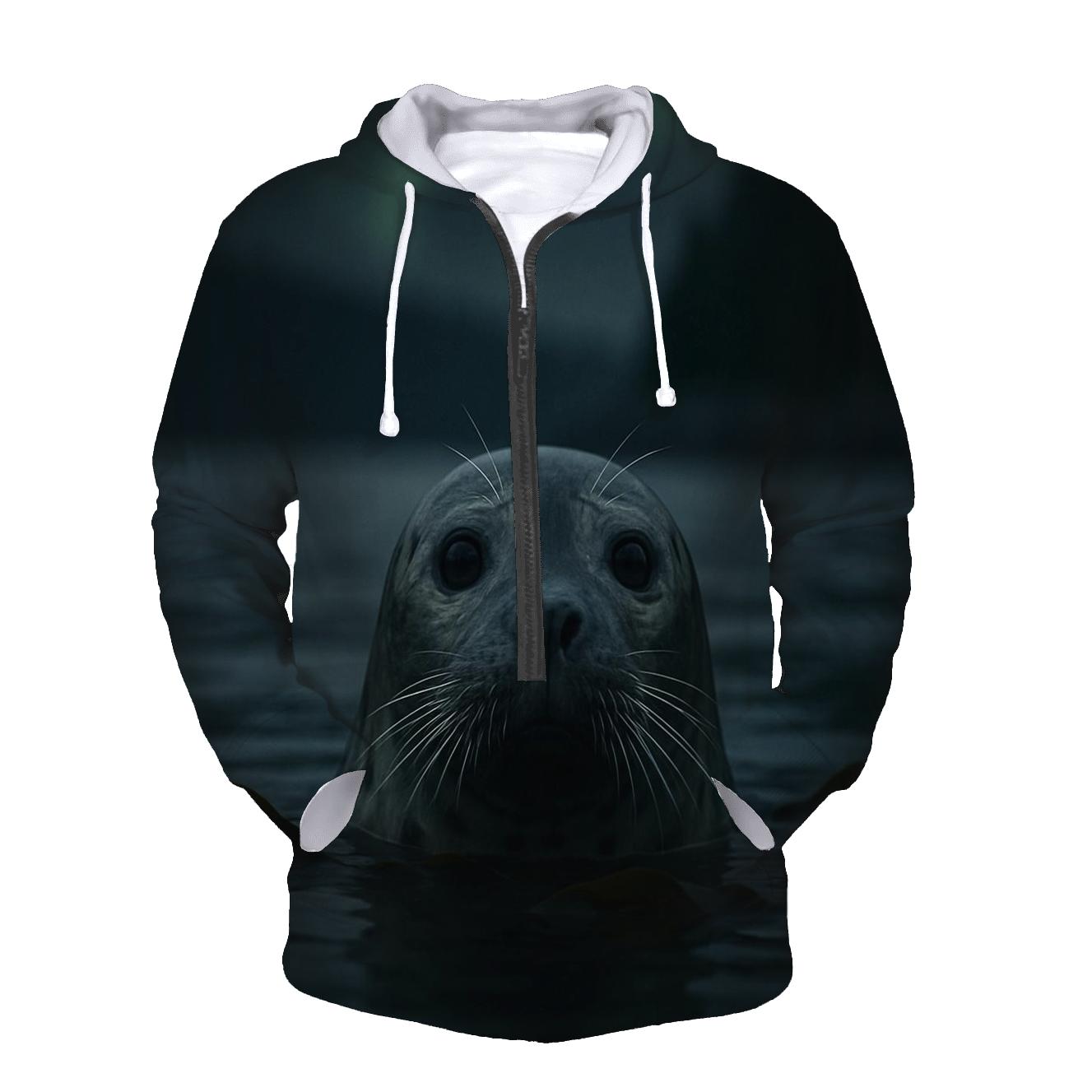 Aurora Surfacing Silent Harbor Seal zip-up hoodies