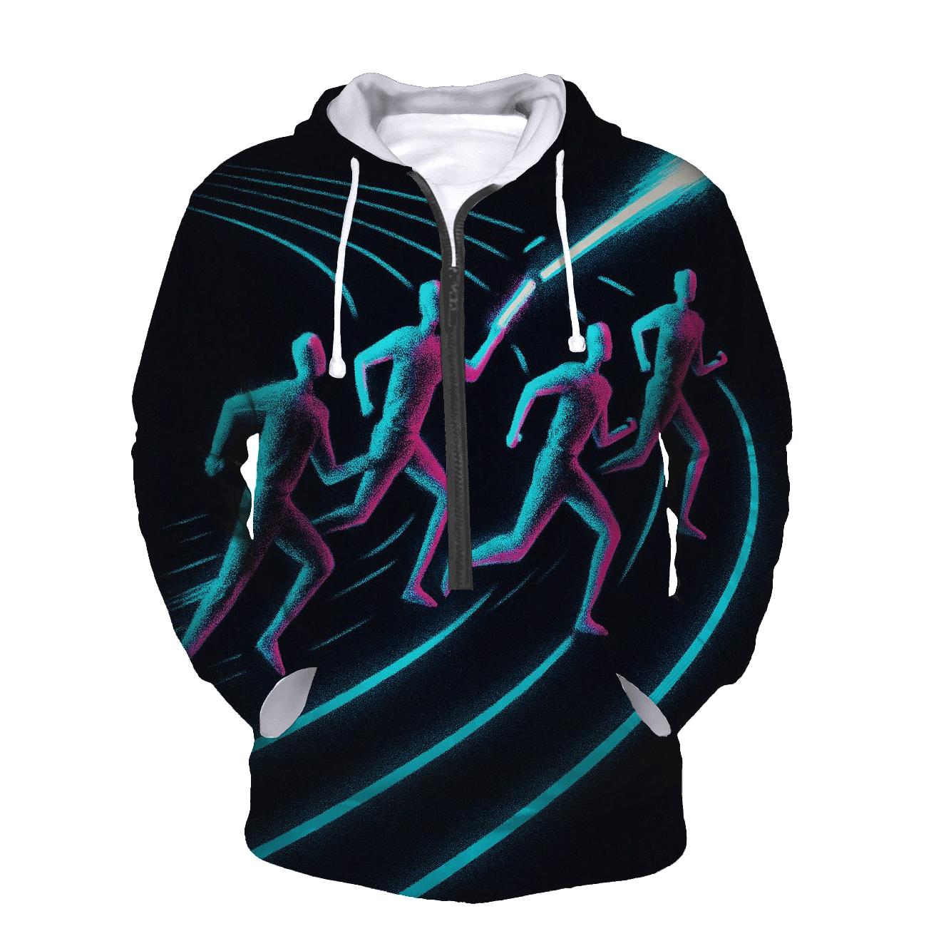 Midnight Sprint Neon Relay printed hoodies