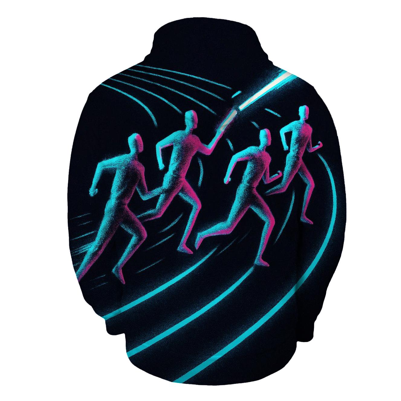 Midnight Sprint Neon Relay printed hoodies