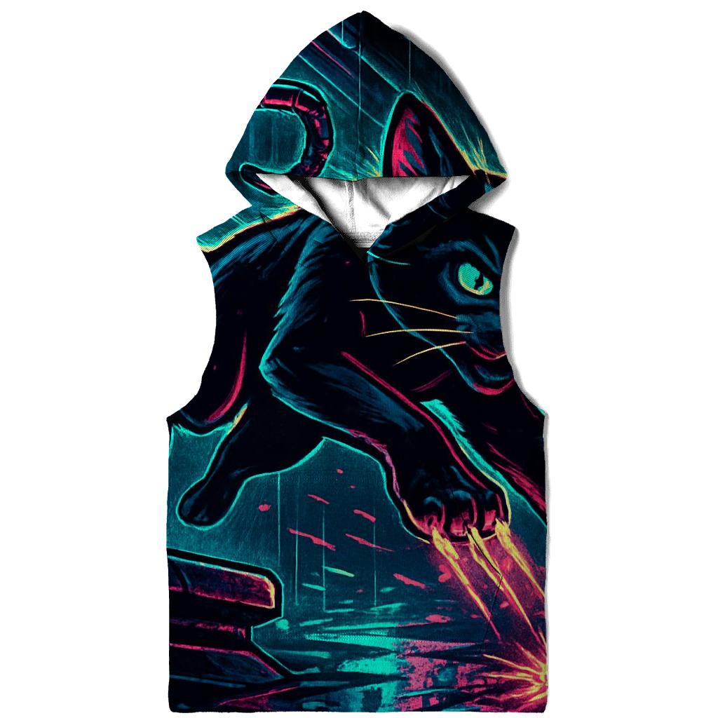 Neon Alley Circuit Cat graphic hoodies