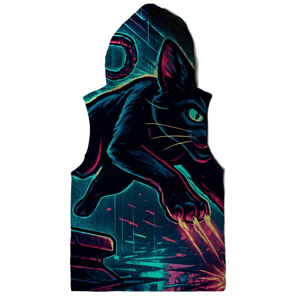 Neon Alley Circuit Cat graphic hoodies