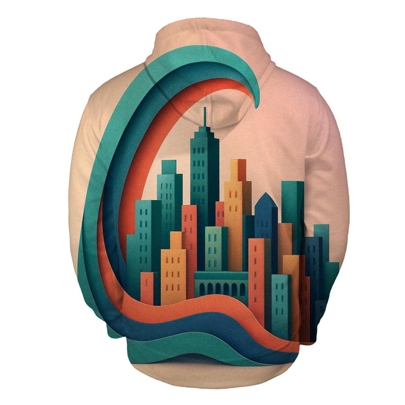 Prismatic Paper Cut City Mirage hoodie styles