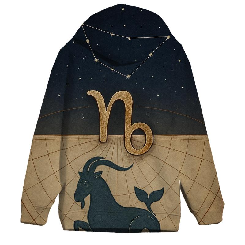Capricorn Sea Goat Meridian Chart graphic hoodies