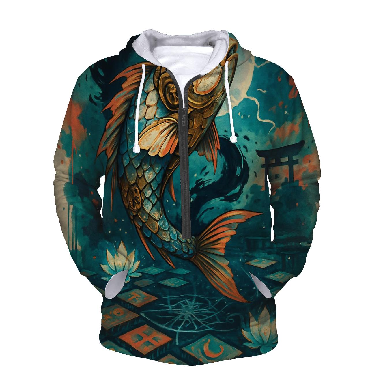 Clockwork Koi Storm Shrine embroidered hoodies