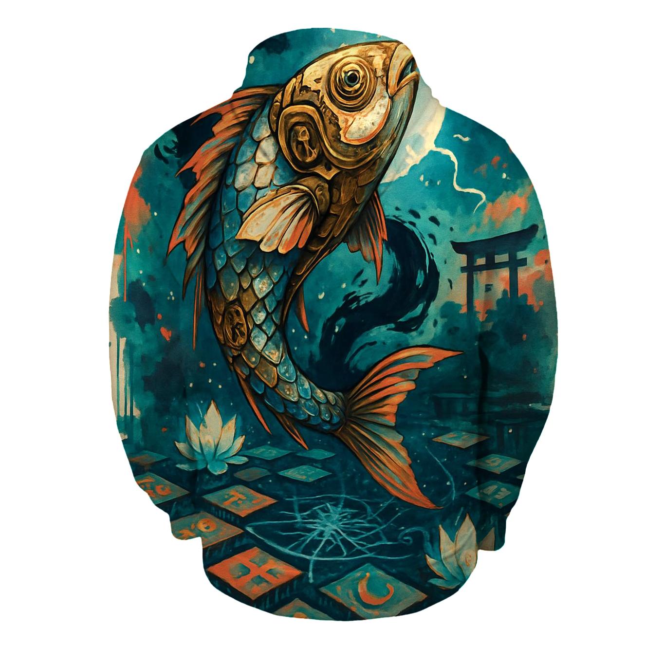 Clockwork Koi Storm Shrine embroidered hoodies