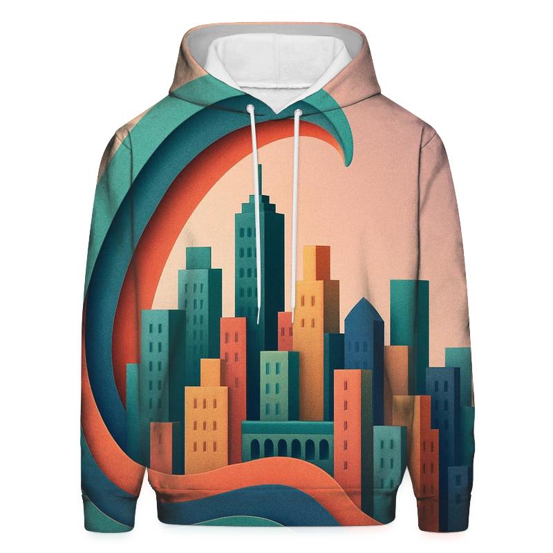 Prismatic Paper Cut City Mirage lightweight hoodies