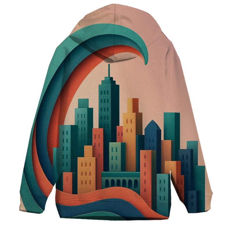 Prismatic Paper Cut City Mirage lightweight hoodies