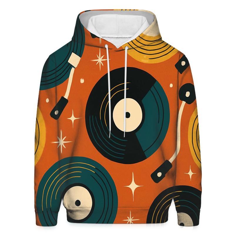 Vinyl Record Carousel Pattern embroidered hoodies