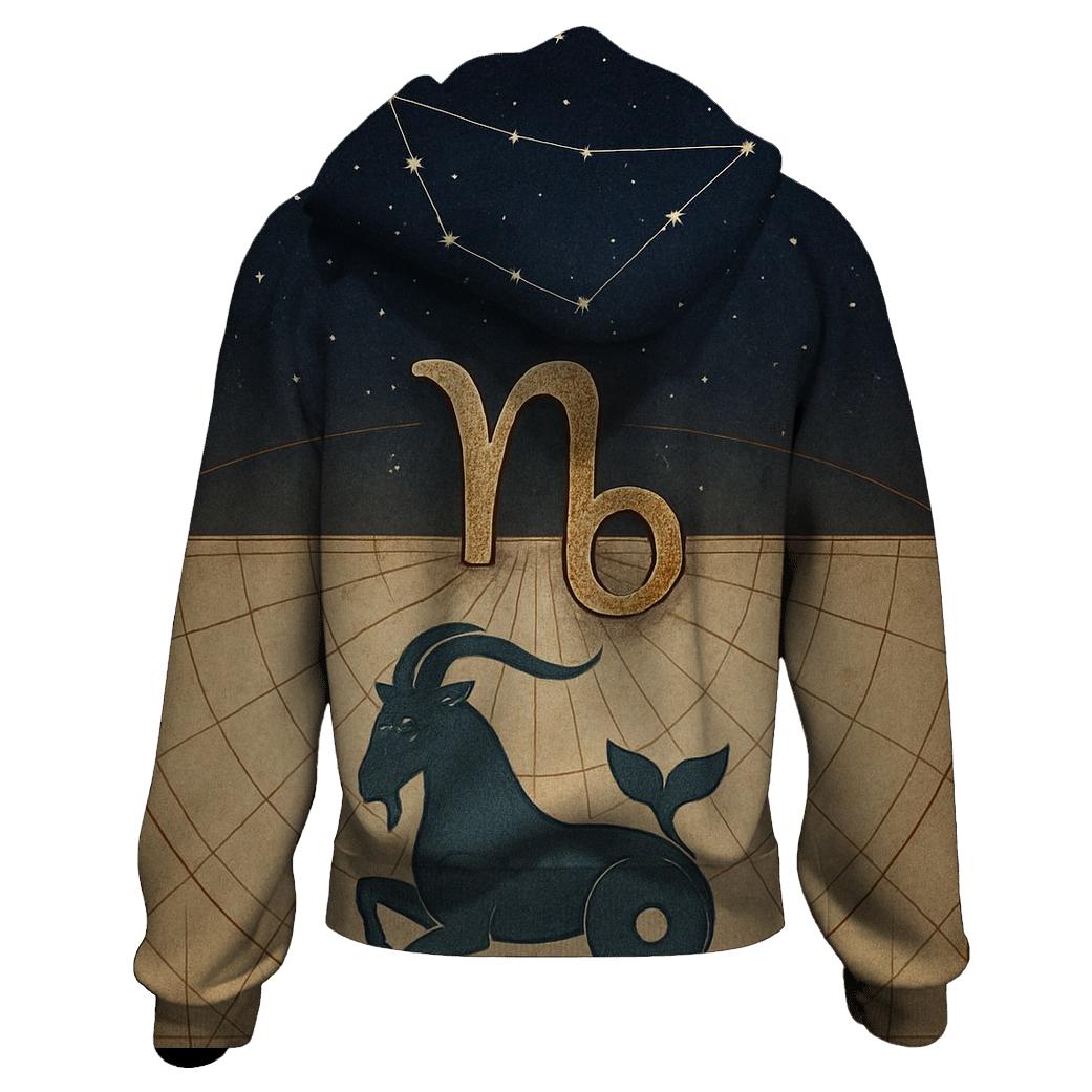 Capricorn Sea Goat Meridian Chart graphic hoodies