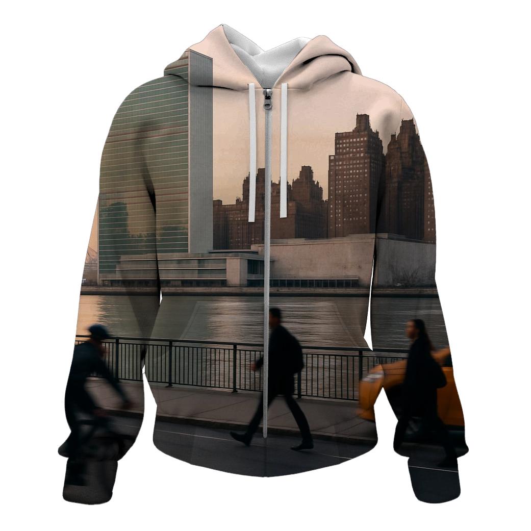 First Light Over The United Nations And Tudor City zip-up hoodies