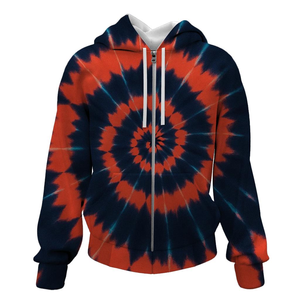 Nebula Spiral Over Dye Whorl zip-up hoodies