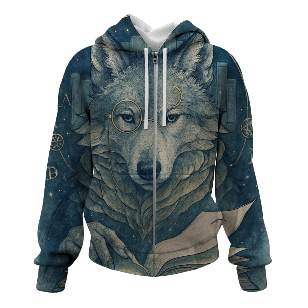 Lunar Archivist Wolf printed hoodies