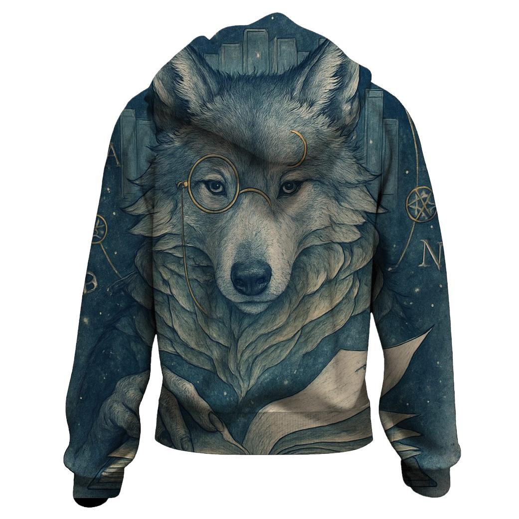 Lunar Archivist Wolf printed hoodies