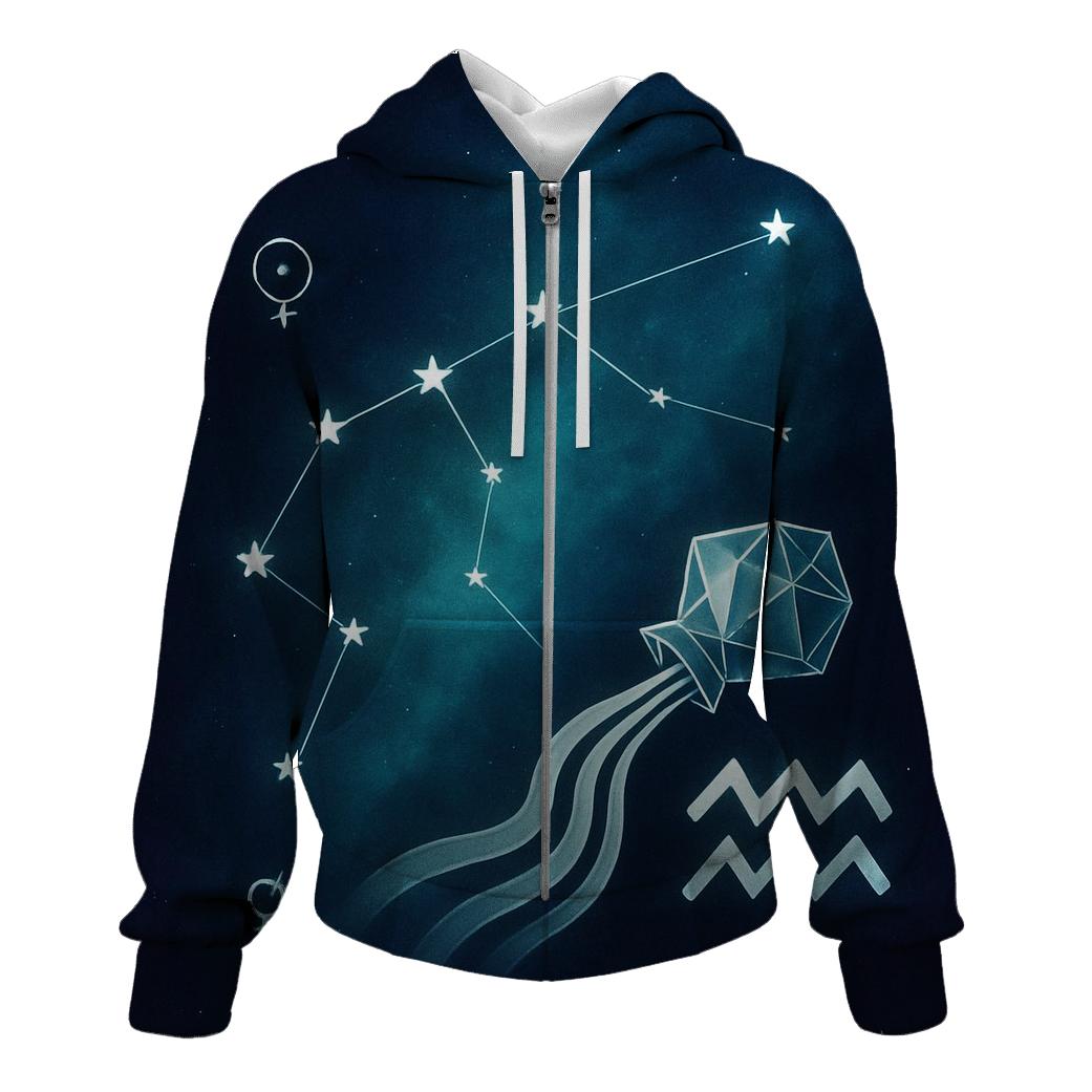 Aquarius Retrograde Water Bearer Sky Map lightweight hoodies