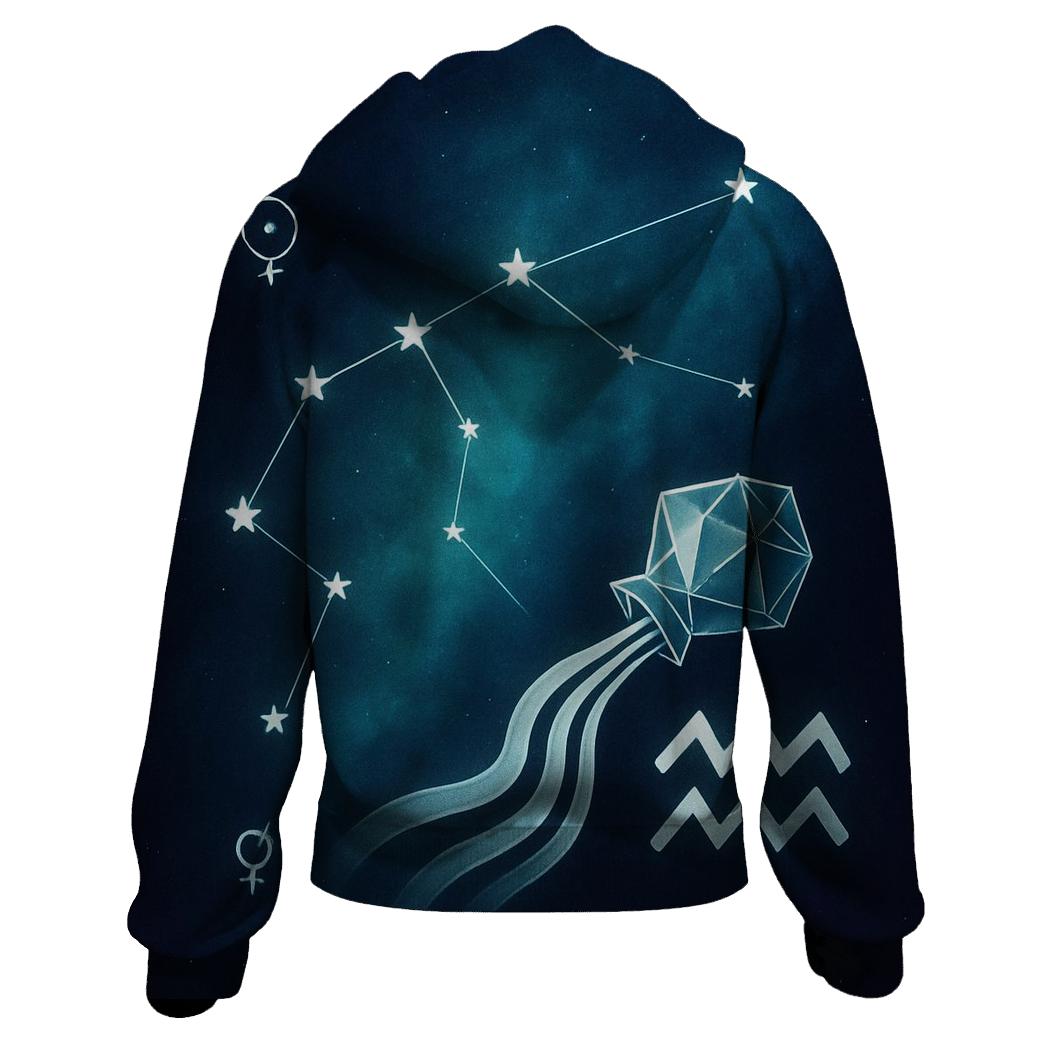Aquarius Retrograde Water Bearer Sky Map lightweight hoodies