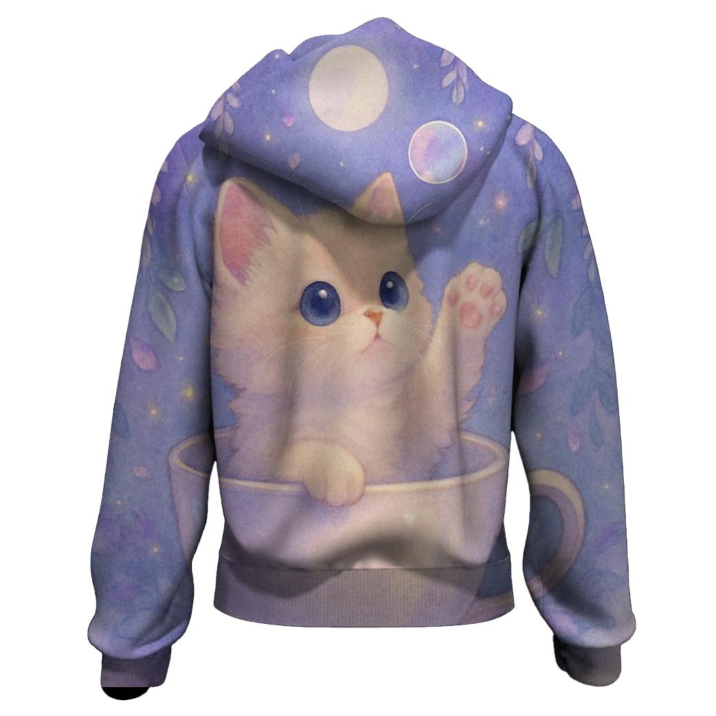 Moonlit Teacup Kitten Garden hoodie trends