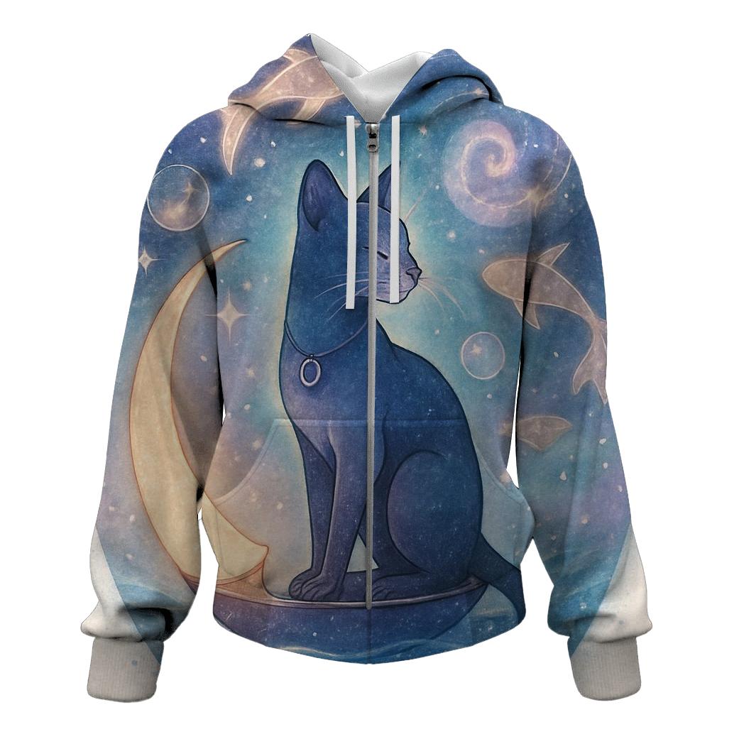 Astral Lantern Cat Voyage embroidered hoodies