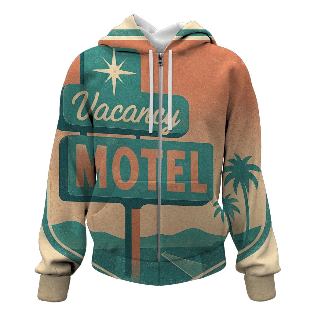 Classic 1950s Motel Vacancy Neon Badge printed hoodies